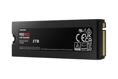 SAMSUNG MZ-V9P2T0CW 990 PRO 2 TB NVMe SSD W/Heatsink - Read Speed up to 7450 MB/s; Write Speed to up 6900 MB/s; Random Read up t