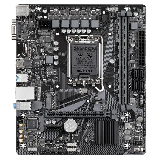 GIGABYTE Motherboard Intel® H610 Chipset for LGA 1700; 2x DDR4; 1x M2; D-Sub/HDMI; mATX