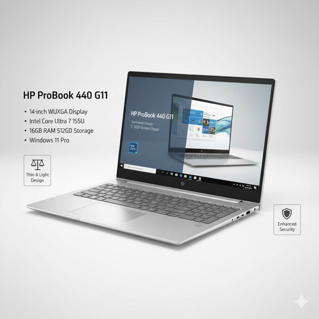 HP ProBook 440 G11 14 Inch WUXGA Laptop Core Ultra 7 155U 16GB 512GB Win 11 Pro