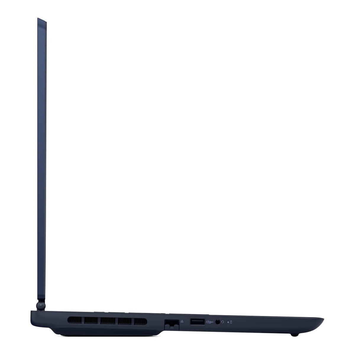 Side profile showing the laptop's ports including HDMI, USB, and power input.

