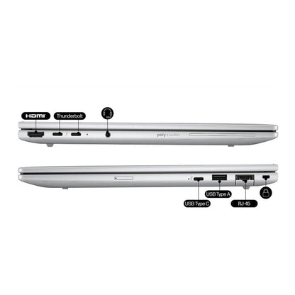 Side profile showing slim design and ports.

