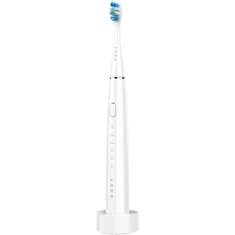 Aeno DB1S White electric toothbrush with blue bristles on a white background
