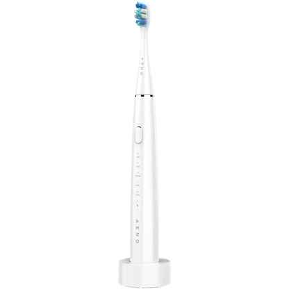 Aeno DB1S White electric toothbrush with blue bristles on a white background