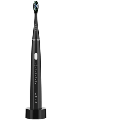 Black electric DS2S toothbrush with visible brand 'Aeno' on a white background