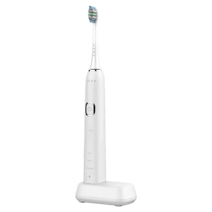 Side view of the white Aeno DB3 Smart Sonic electric toothbrush on a white background