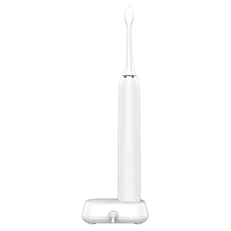 Rear view of the White Aeno DB3 Smart Sonic electric toothbrush on a white background