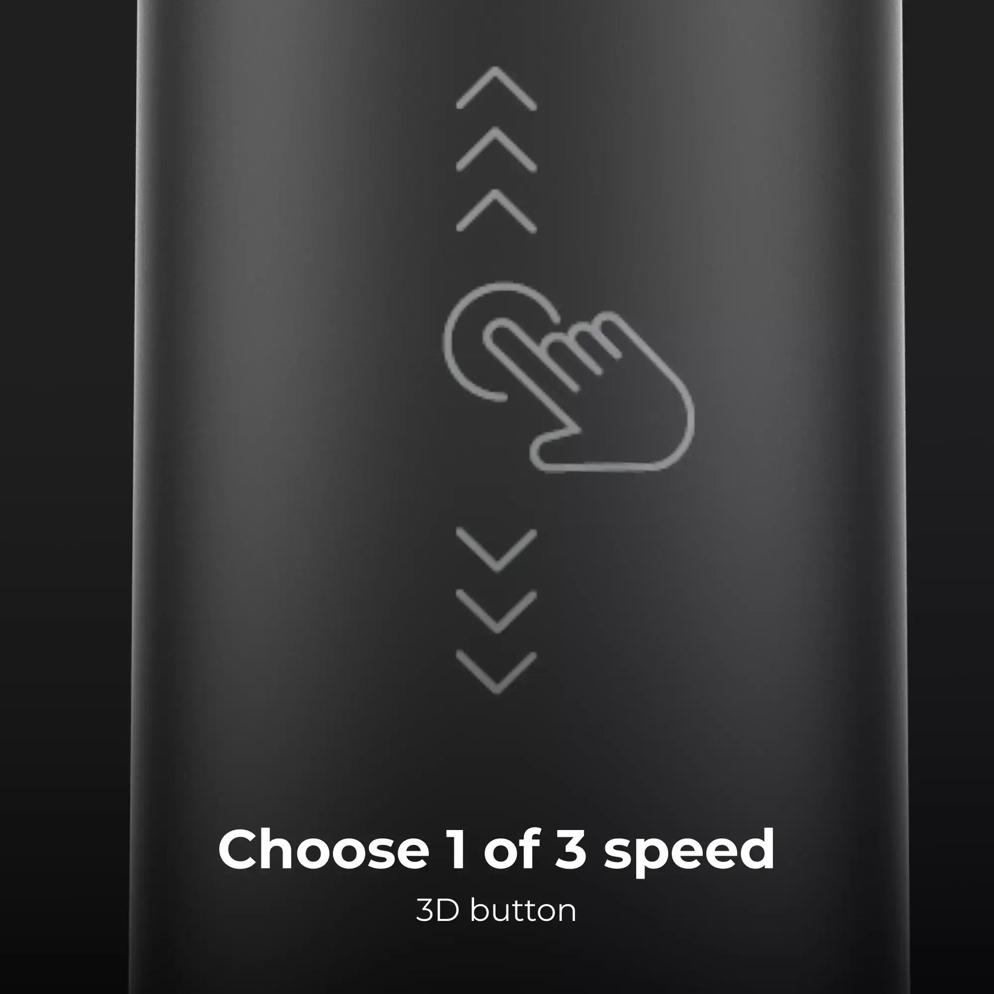 Aeno DB4 Toothbrush handle with 3D button illustration and text 'Choose 1 of 3 speed' on a black background
