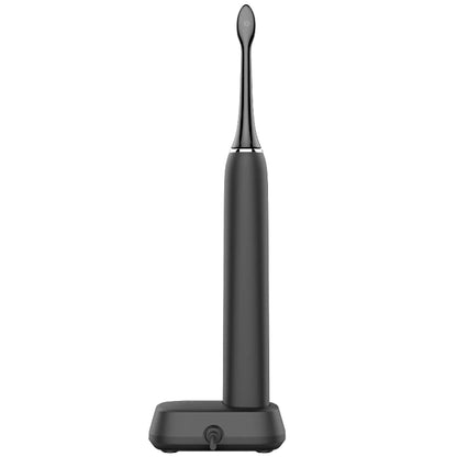 Rear view of the Black Aeno DB6 Sonar Electric Toothbrush on a white background