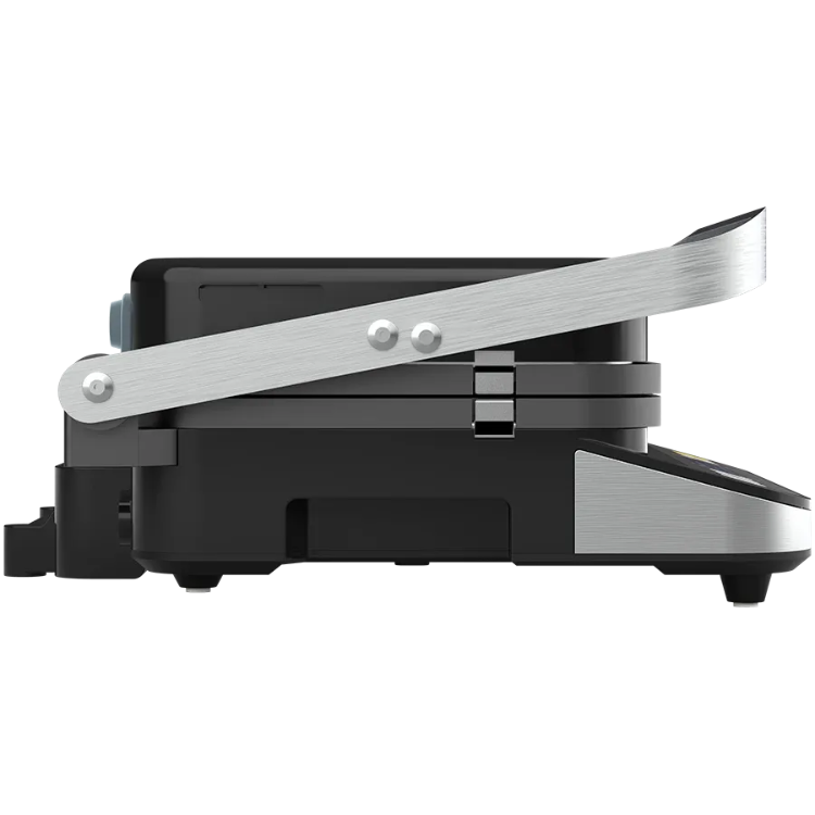 Side view of a closed Aeno EG1 Electric Grill on a white background