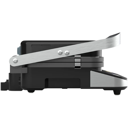Side view of a closed Aeno EG1 Electric Grill on a white background