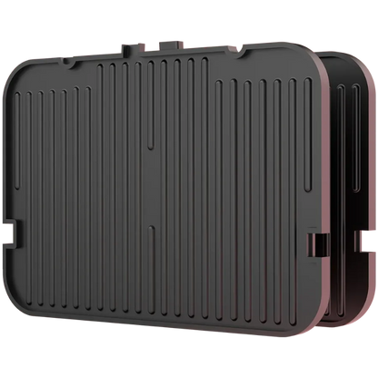 Inner grill pan with ribbed surface for the Aeno EG5 Electric Grill on a white background