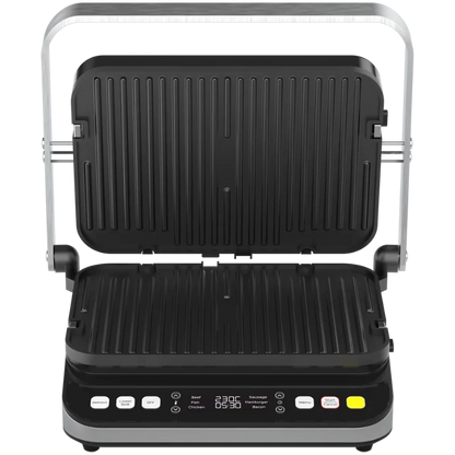 Front open view of the Aeno EG5 Electric Grill on a white background