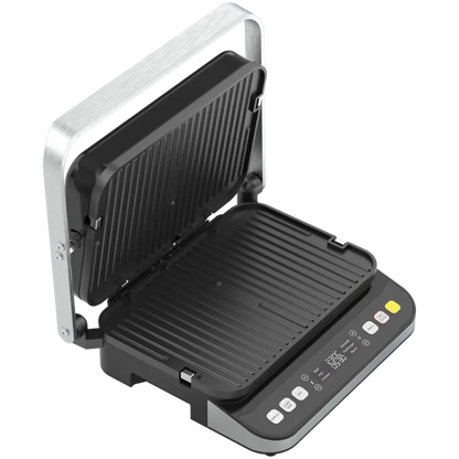 Left side open view of the Aeno EG5 Electric Grill on a white background