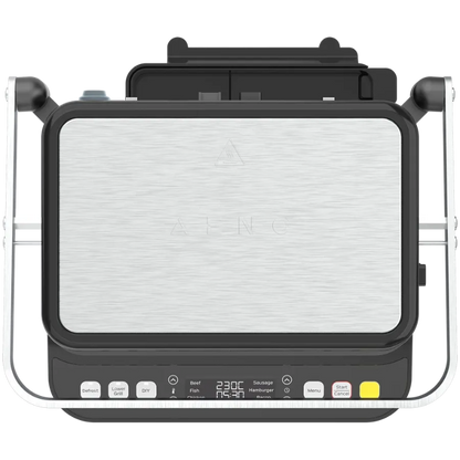 Top view of the Aeno EG5 Electric Grill with digital display on a white background
