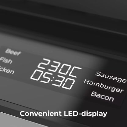 Digital display with temperature and time settings on the Aeno EG5 Electric Grill.