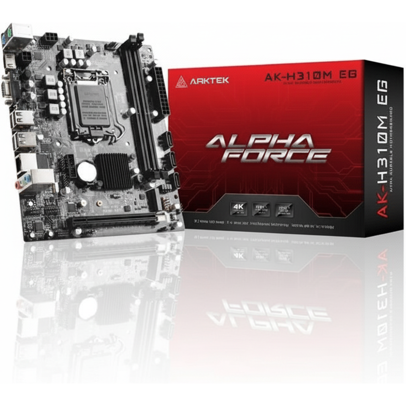 Arktek Intel H310 motherboard top view.

