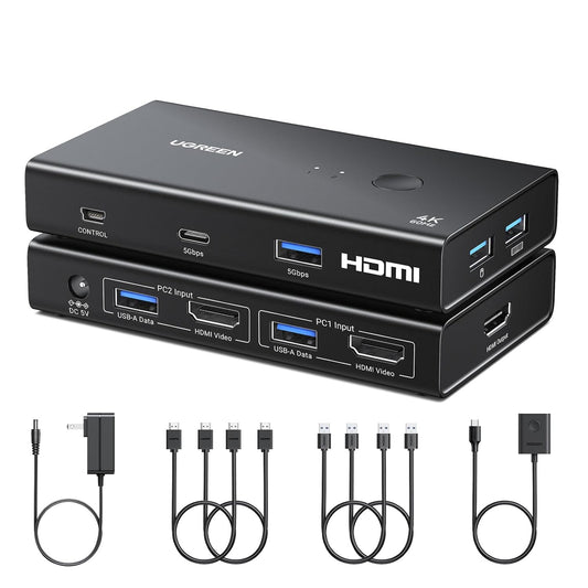 UGreen 2 in 1 HDMI KVM Switch 4 USB Ports 4K@60Hz with Desktop Controller