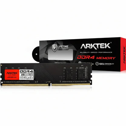 Arktek 4GB DDR4 memory module front label.

