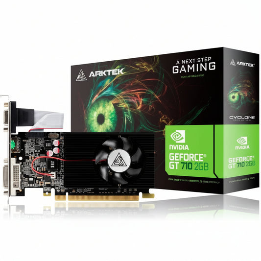 Arktek GeForce GT 710 graphics card front view.

