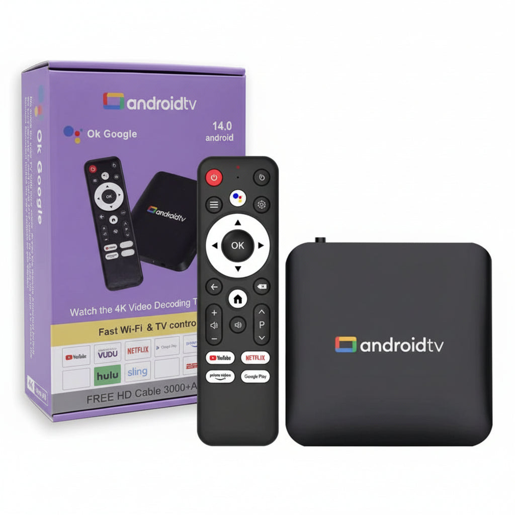 Front view of the M-LINK H96 Max Android TV Box showing the device design.


