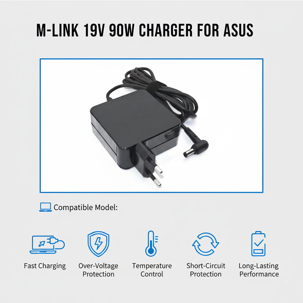 M-Link 19V 90W Laptop Charger for ASUS 4.5x3.0mm AC Power Adapter Replacement