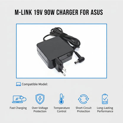 M-Link 19V 90W Laptop Charger for ASUS 4.5x3.0mm AC Power Adapter Replacement