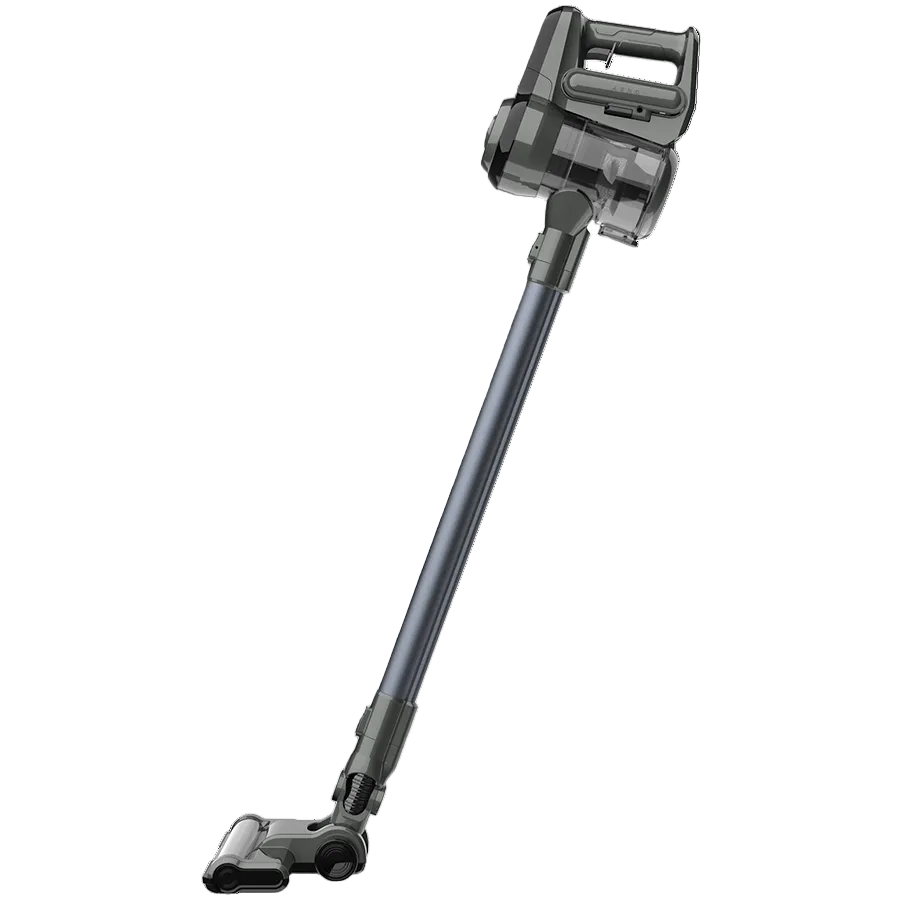 Gray handheld vacuum cleaner on a white background