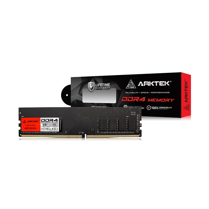 Arktek DDR4 memory module and packaging on a white background