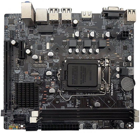 Arktek Motherboard H61 Socket 1155 Dual Channel DDR3 Gigabit LAN Micro-ATX offers compact performance for Intel CPUs.