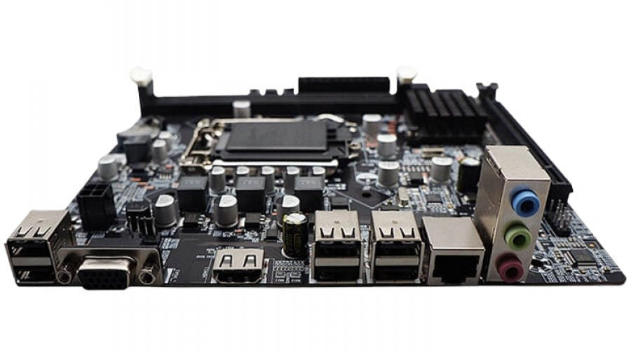 Arktek Motherboard H61 Socket 1155 Dual Channel DDR3 Gigabit LAN Micro-ATX offers versatile connectivity and performance.