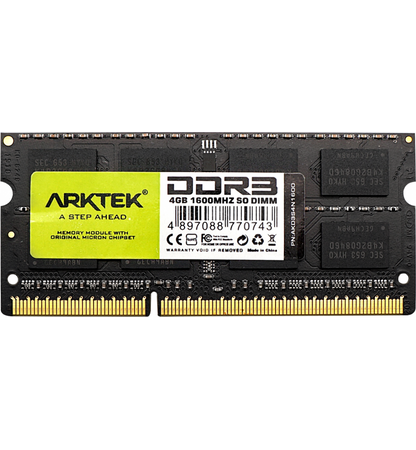 Upgrade your laptop's speed with the Arktek AKD3S4N1600 4GB DDR3 1600MHz SO-DIMM Laptop Memory Module.