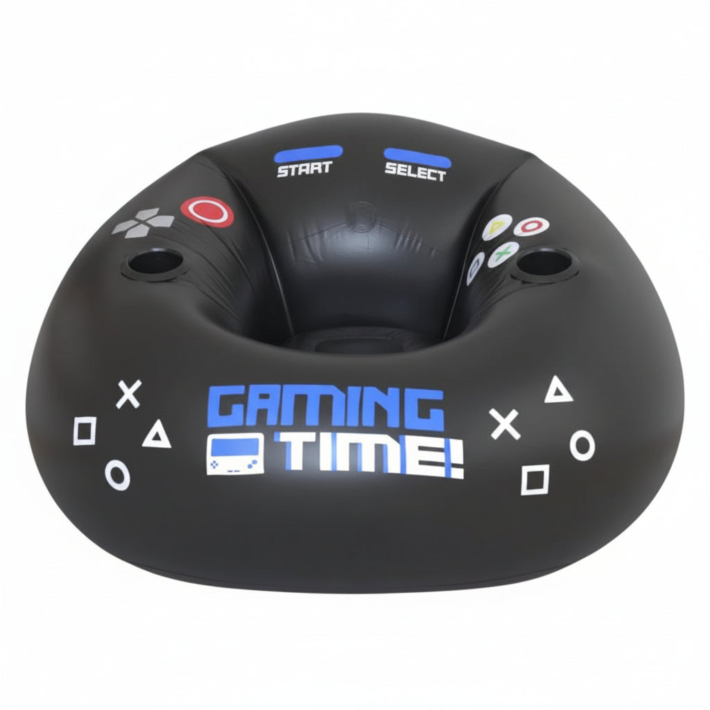 M-Link inflatable gaming chair sofa fully inflated showing its compact cube design.

