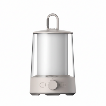 Front view of the white Xiaomi camping lantern with its detachable secondary light.

