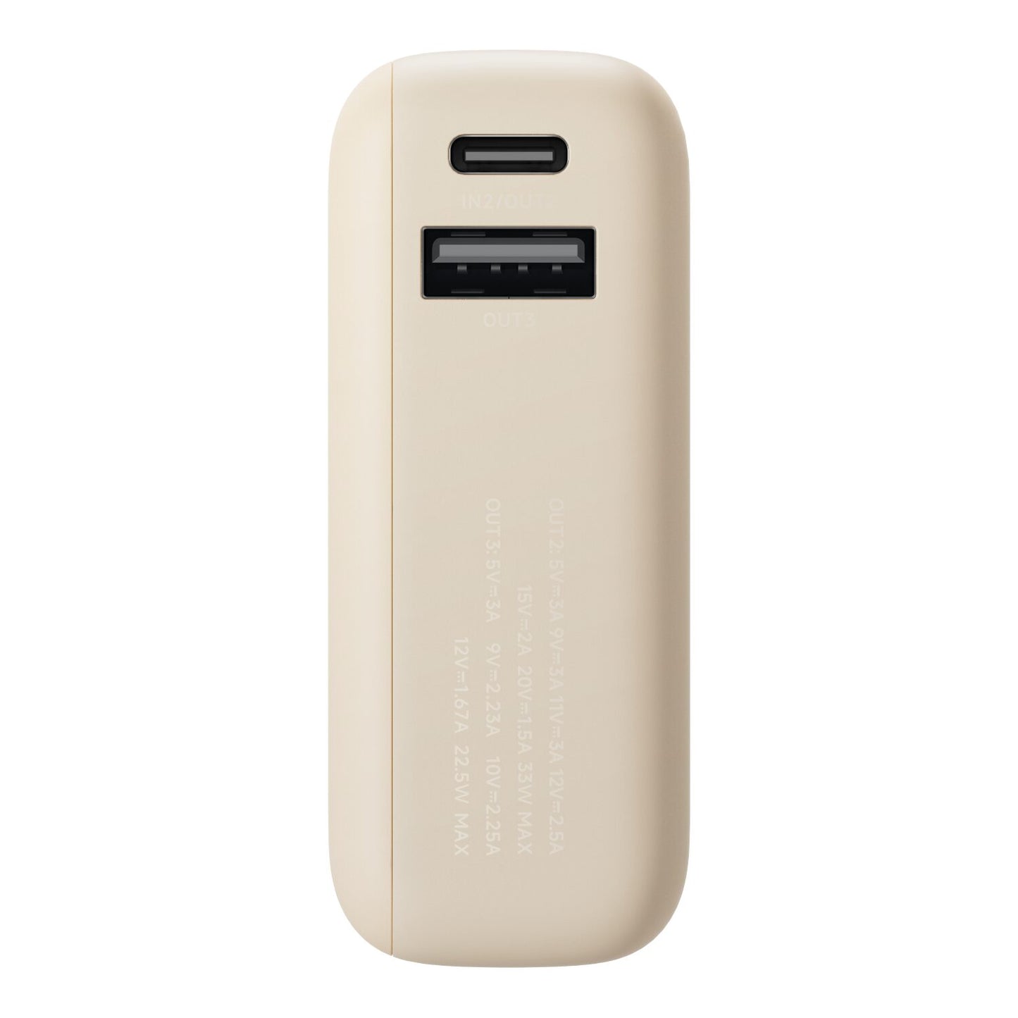 Xiaomi 33W Power Bank 10000 (Integrated Cable) - Tan features dual USB ports for convenient fast charging on the go.