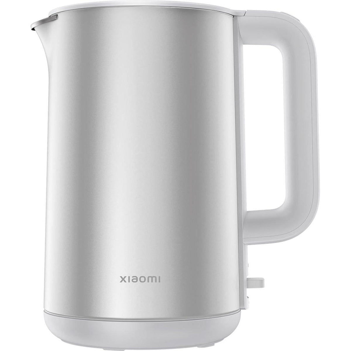 Silver Xiaomi electric kettle on a white background