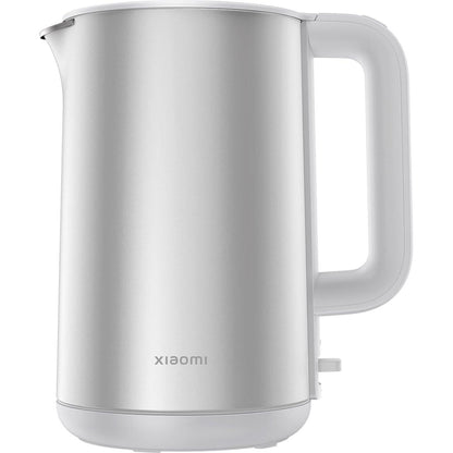 Silver Xiaomi electric kettle on a white background
