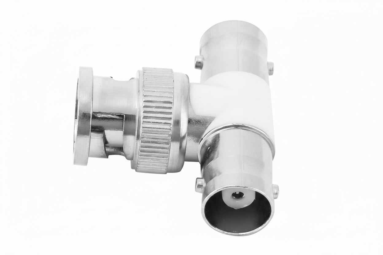 Two M-LINK BNC T-shaped connectors in a 2-pack package.

