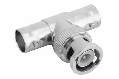M-LINK BNC T-connector isolated on a white background.

