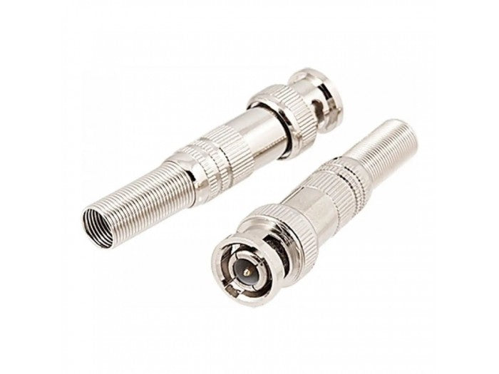 Close-up of the screw terminal inside the M-Link BNC spring connector for core clamping.

