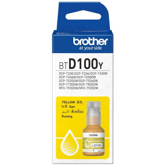 Brother BTD100Y Genuine Yellow Ink Bottle – Up to 5,000 Pages