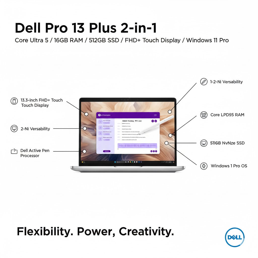 Dell Pro 14 Premium Laptop Core Ultra 5 236V 16GB 256GB SSD Win11 Pro