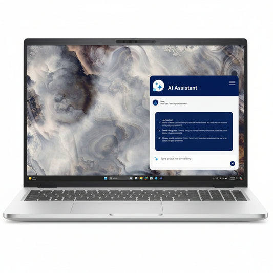 Front view of the silver Dell Pro 16 Plus laptop with the lid closed.

