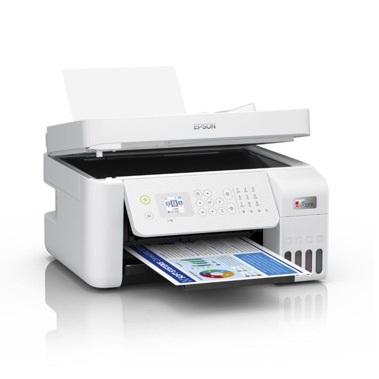 30-sheet automatic document feeder open.

