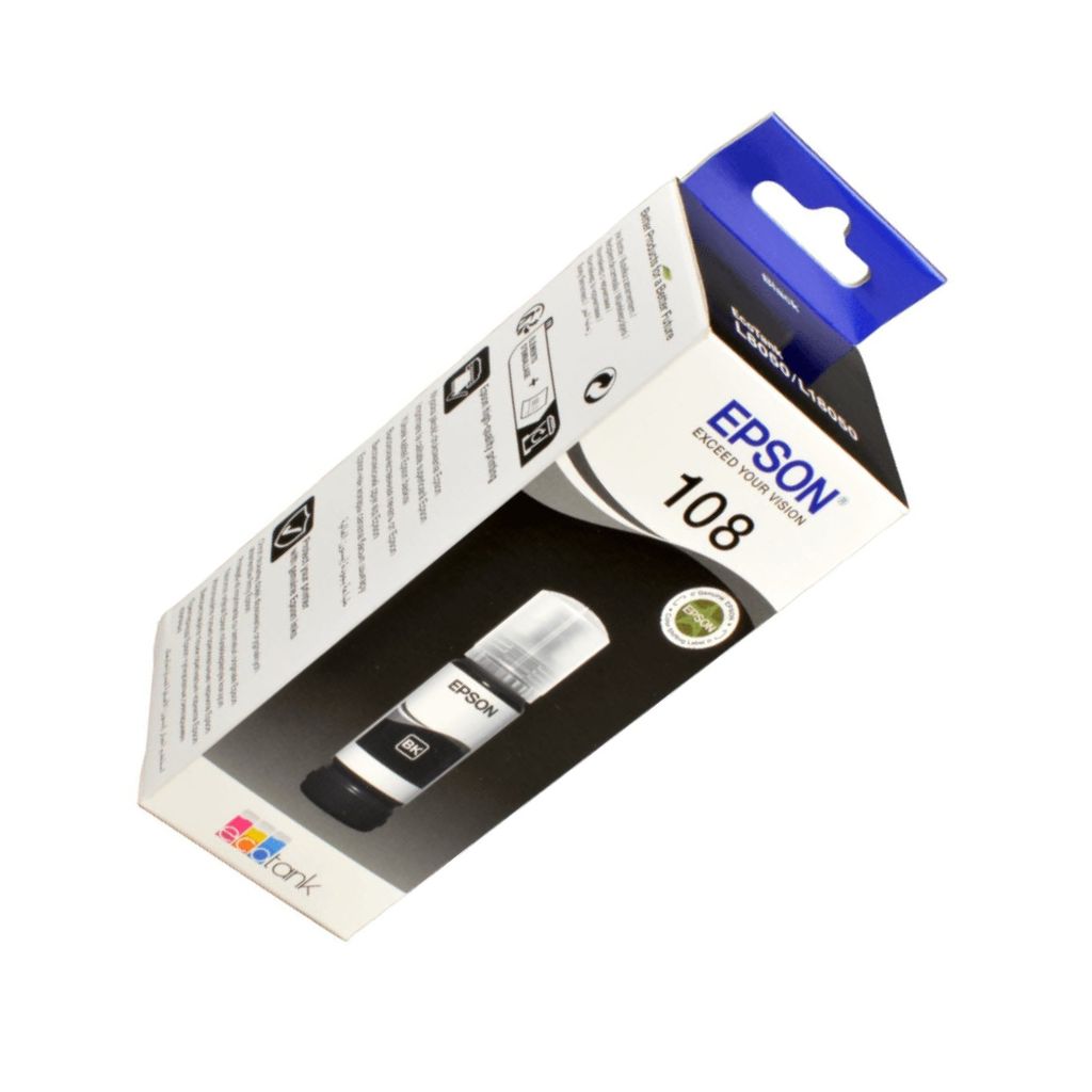 Epson 108 Black Ink Bottle C13T09C14A side view