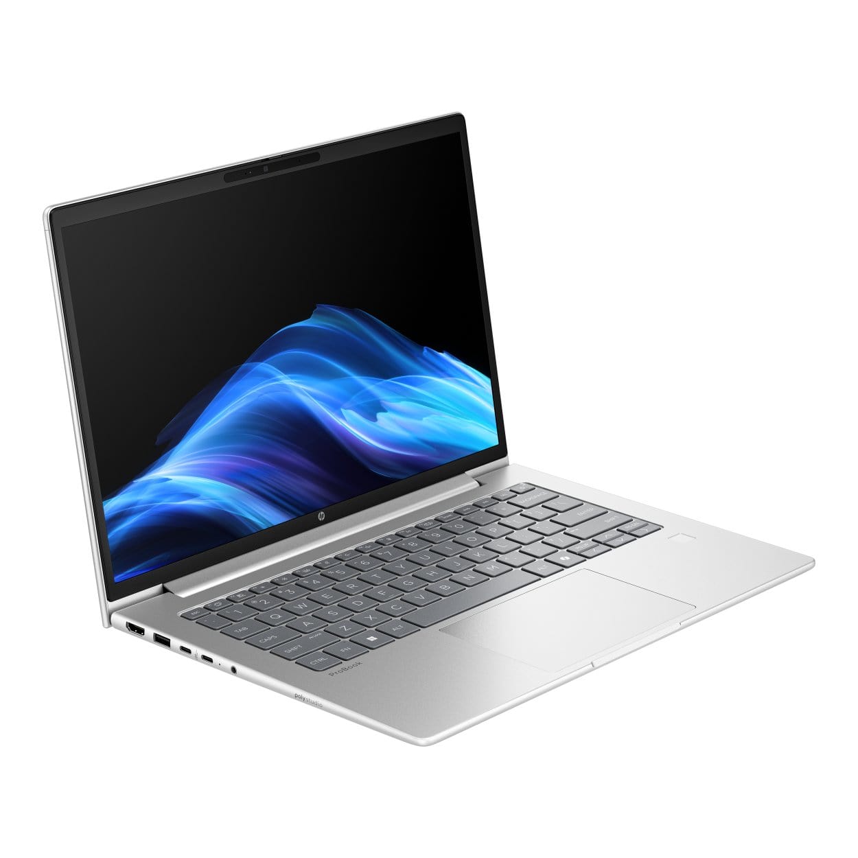 Backlit keyboard with AI Key and fingerprint reader.

