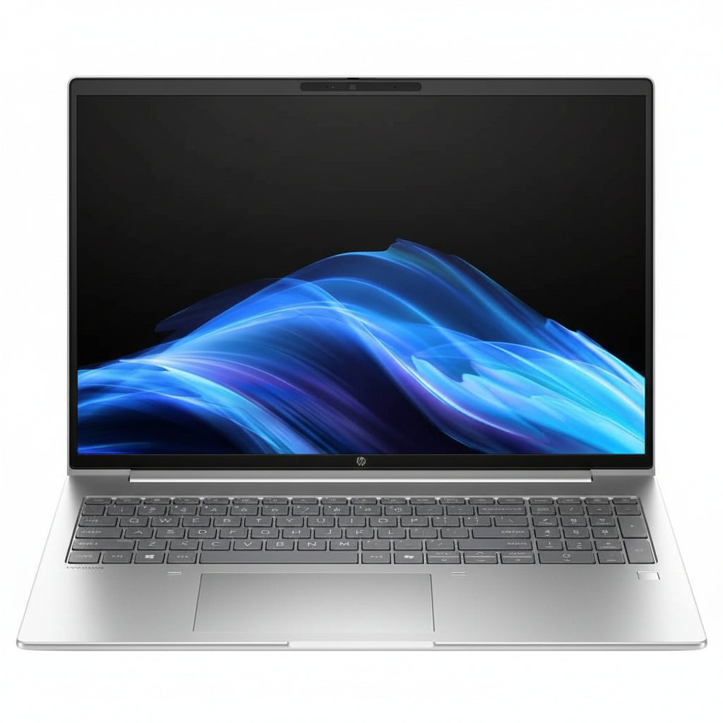 HP ProBook 4 G1i 16 notebook lid closed showing HP logo on silver chassis.

