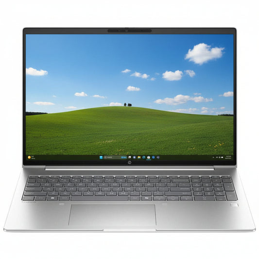 HP ProBook 4 G1a 16 notebook lid closed displaying HP logo on silver chassis.

