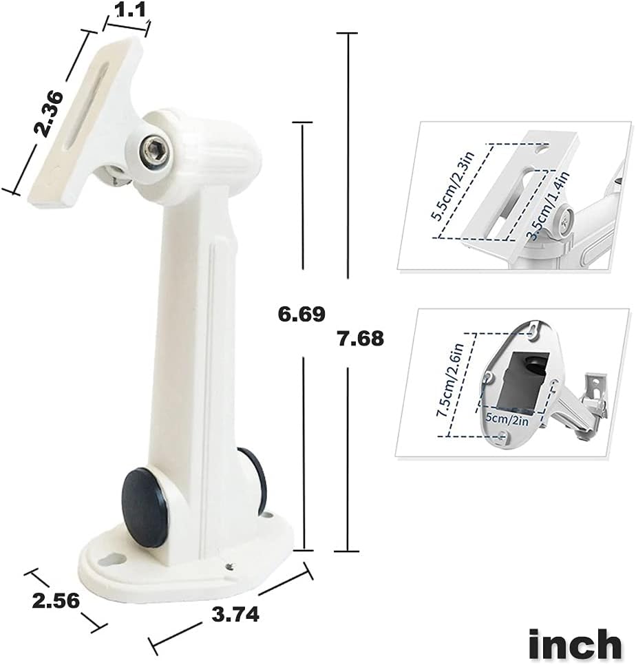 The bracket mounted on an outdoor wall with a security camera attached.


