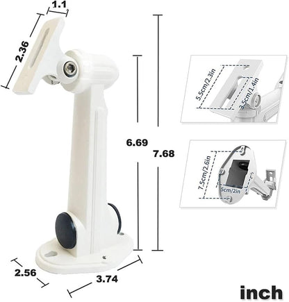 The bracket mounted on an outdoor wall with a security camera attached.

