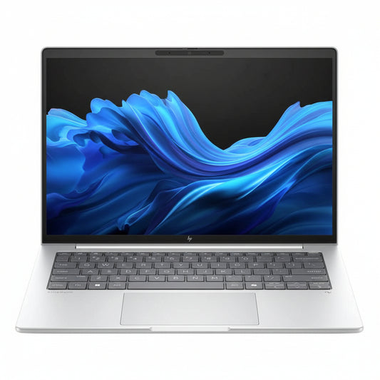 HP EliteBook 8 G1i 14 notebook lid closed in Glacier silver aluminium finish.

